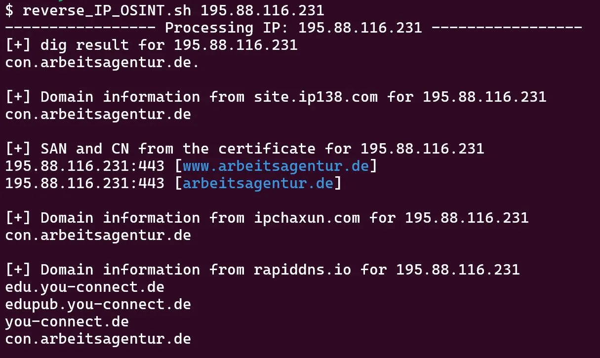 reverse_IP_OSINT.sh output excerpt