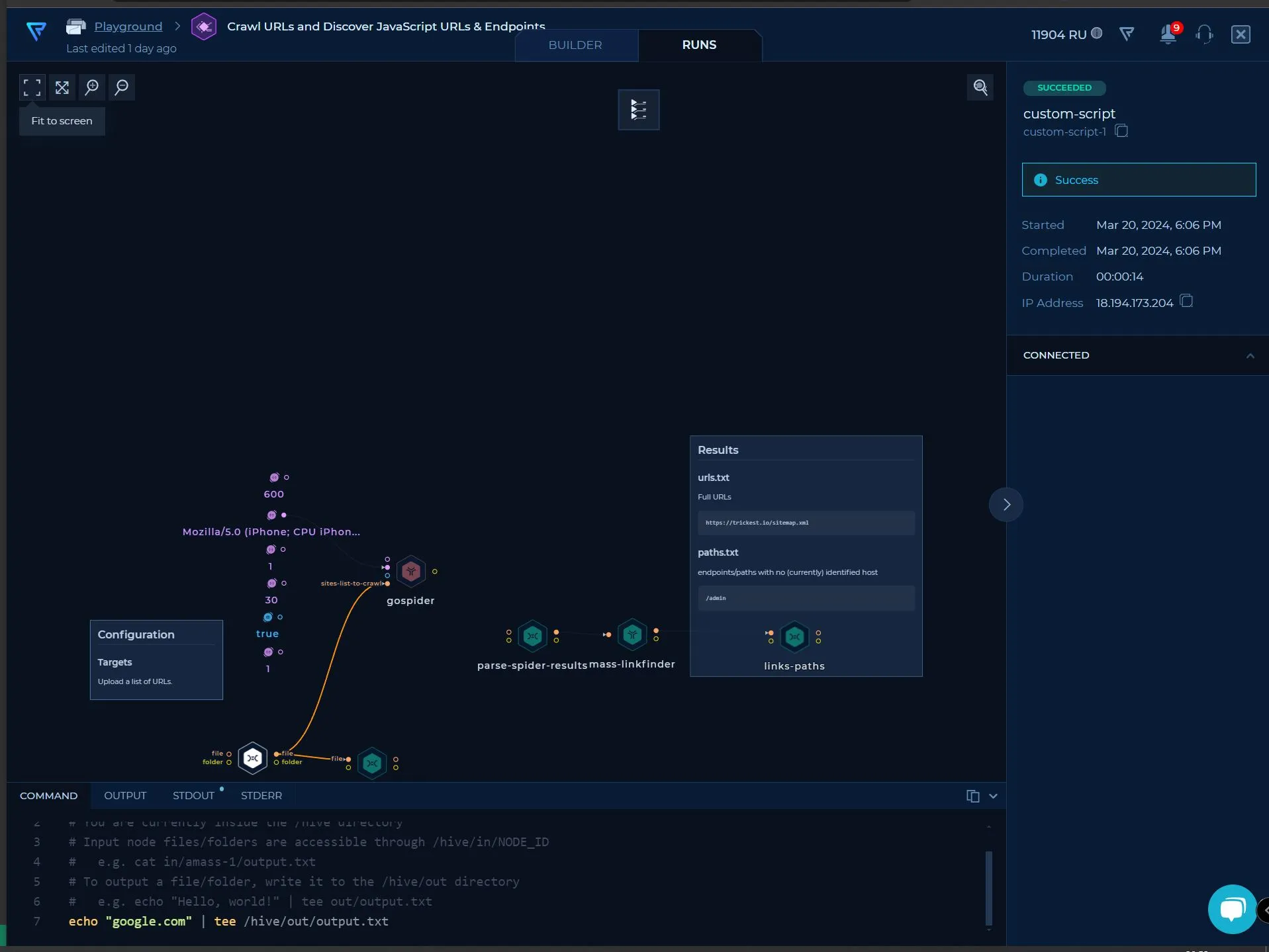 Trickest Offensive Security Automation Plattform Screenshot